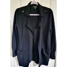 Banana Republic M Sweater Women Black Open Cardigan Merino Wool Pockets