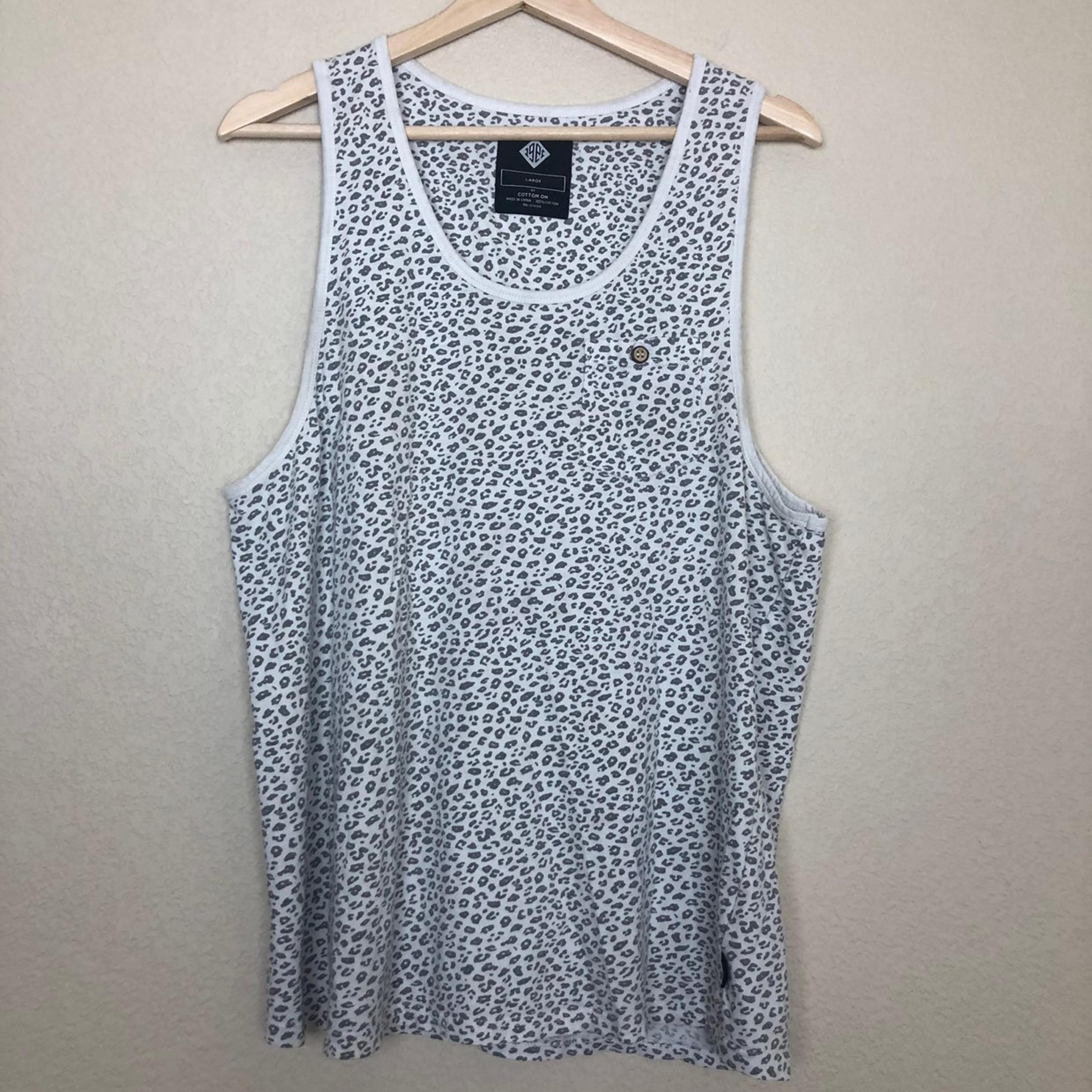 Cotton On white/gray leopard Tank Top