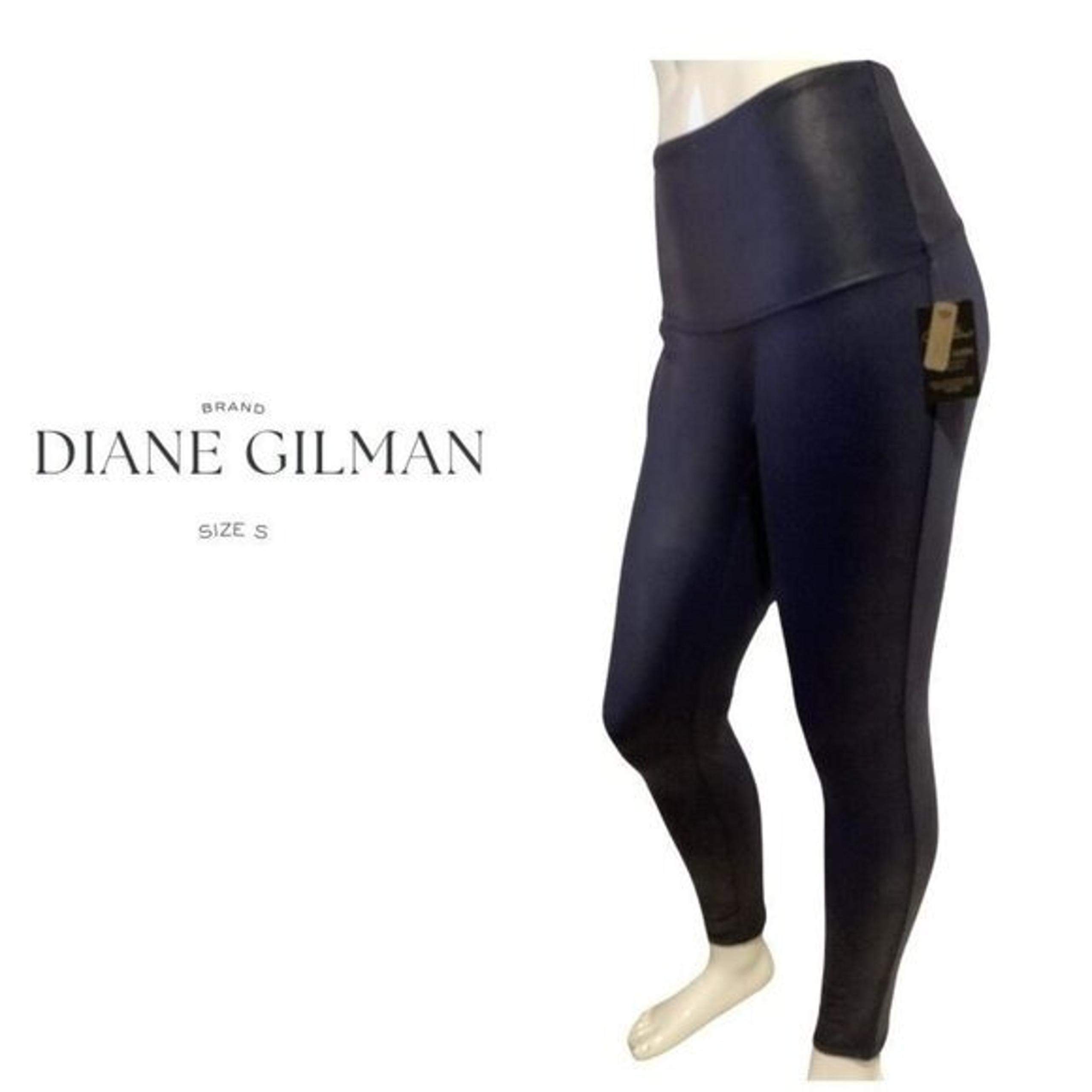 DG2 by Diane Gilman Slim and Sleek Coated Legging with Soution Solid Navy Blue