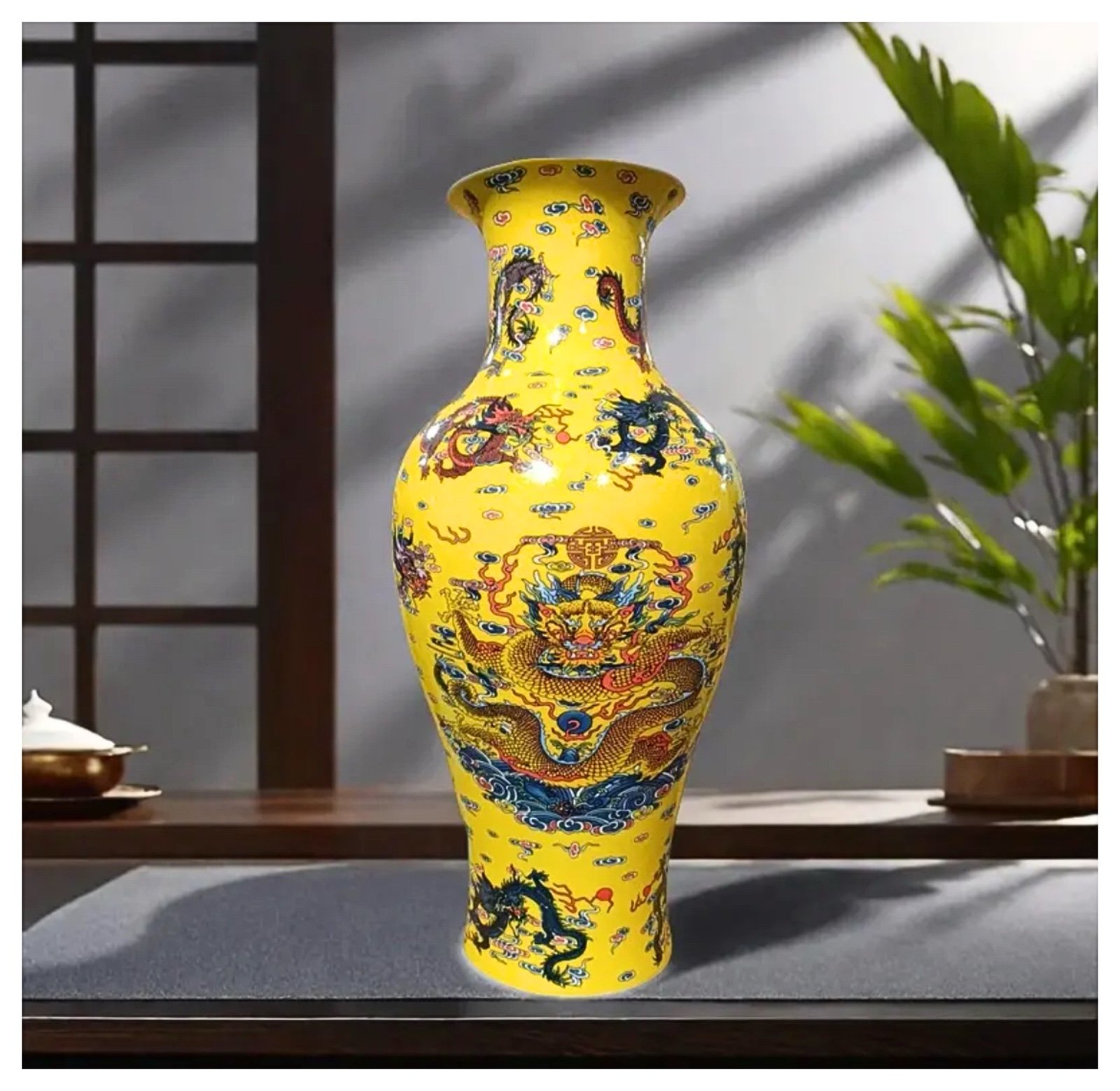 Chinese Dragon Ceramic Vase Ornament for Home, Office and Garden