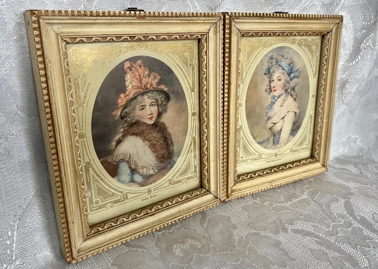 Vintage Lady Erne and Lady Marjorie Jenkins Framed Portrait Set