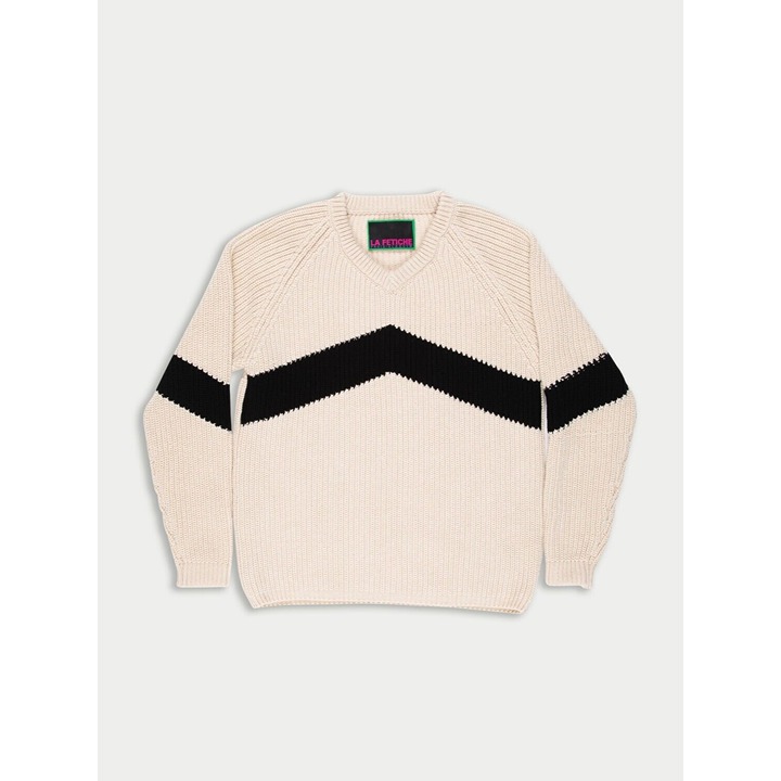 La Fetiche Paris Womens Cream Wool Ribbed Joe Oversized Sweater S