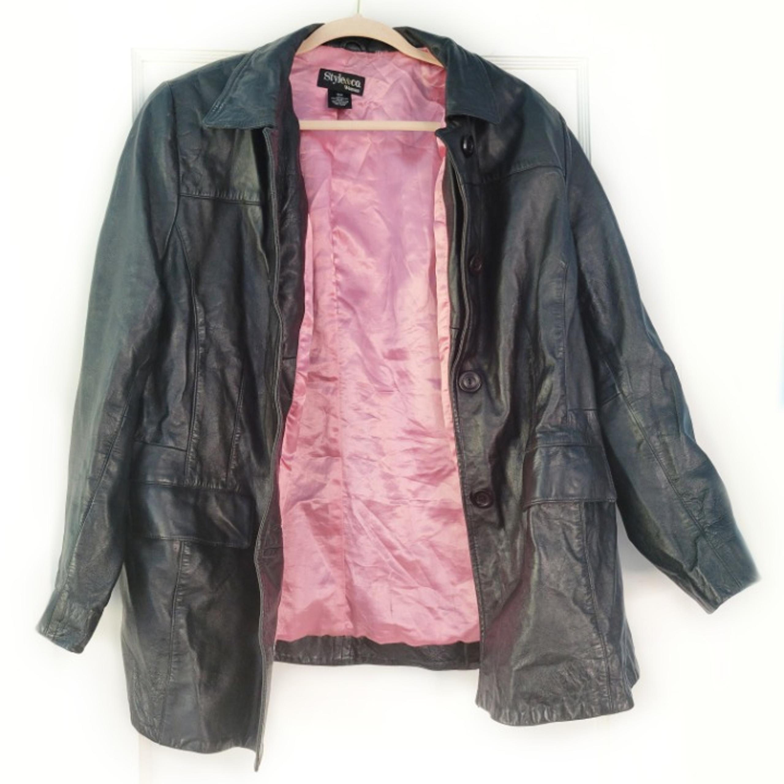 Style & Co. Women's Leather Jacket Black