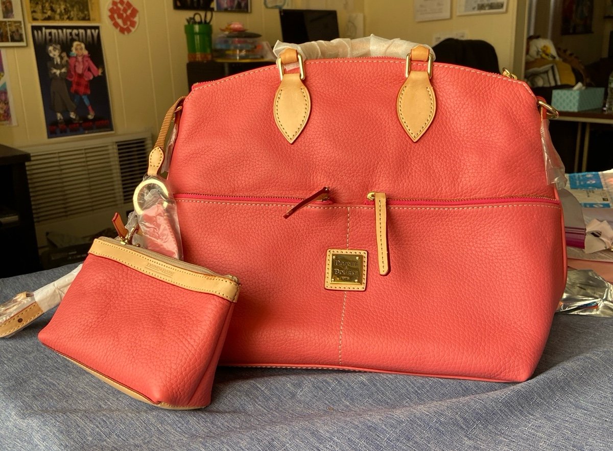 Dooney & Bourke Double Pocket Satchel in Hot Pink