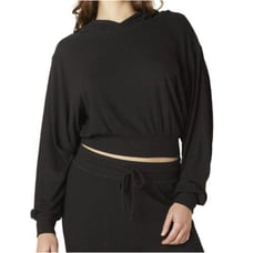 NWT Beyond Yoga Women's Size XS Black So Chic Cropped Ribbed Hoodie 99