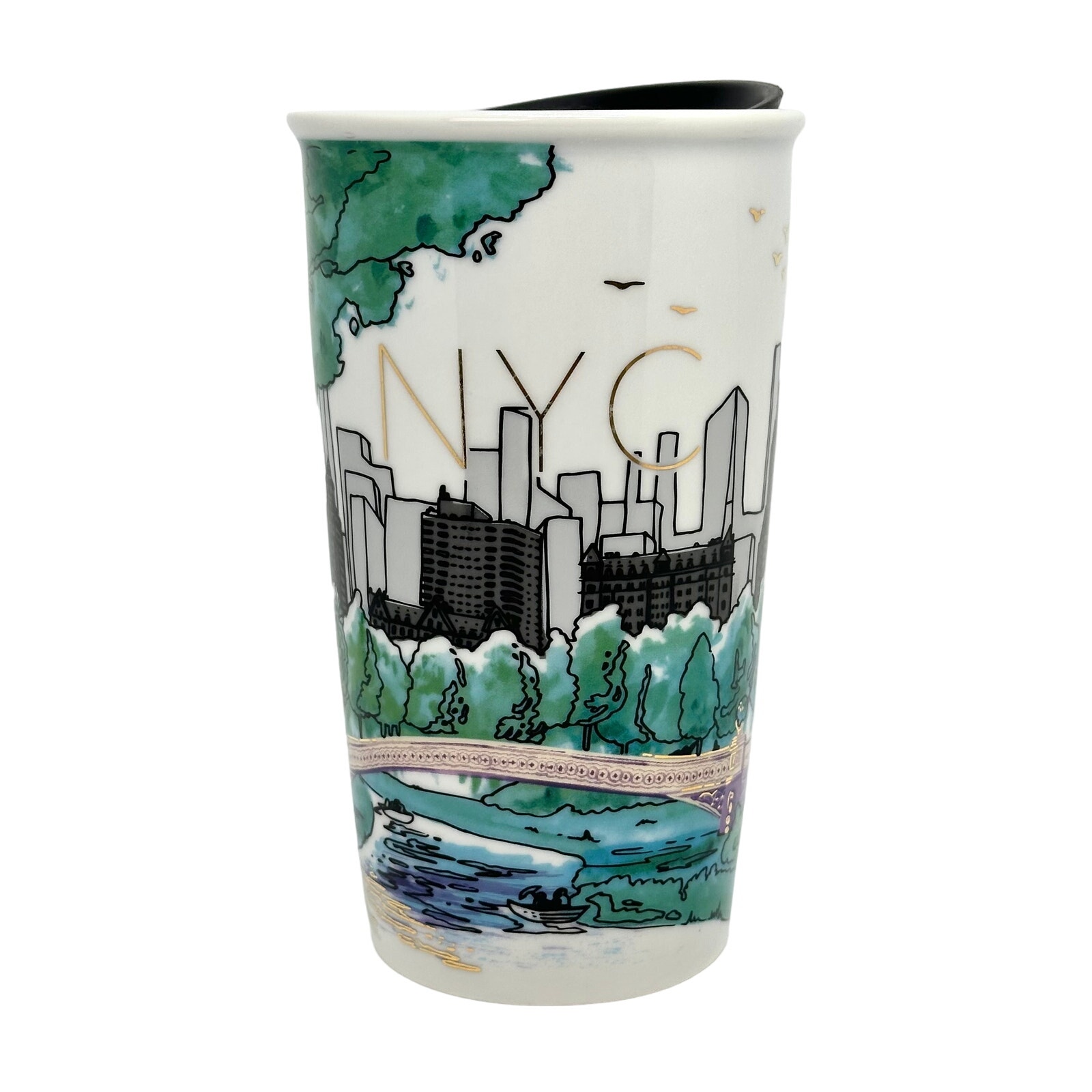 Starbucks NYC New York City Central Park Travel Tumbler Ceramic Mug 12 oz