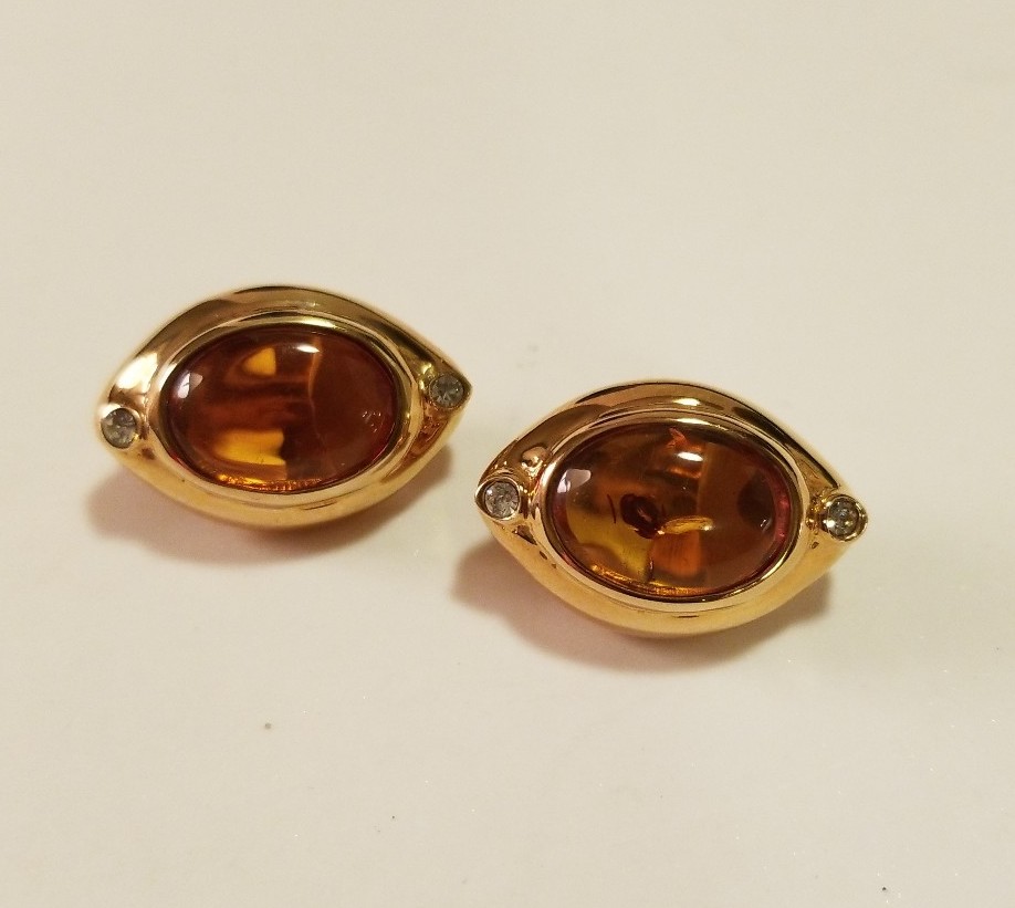 Baltic Amber Oval Clip Earrings