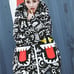 Cartoon Graffiti 3D Streetwear Art Puffer Long Winter Coat Extra deep hood M/XL