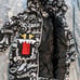 Cartoon Graffiti 3D Streetwear Art Puffer Long Winter Coat Extra deep hood M/XL