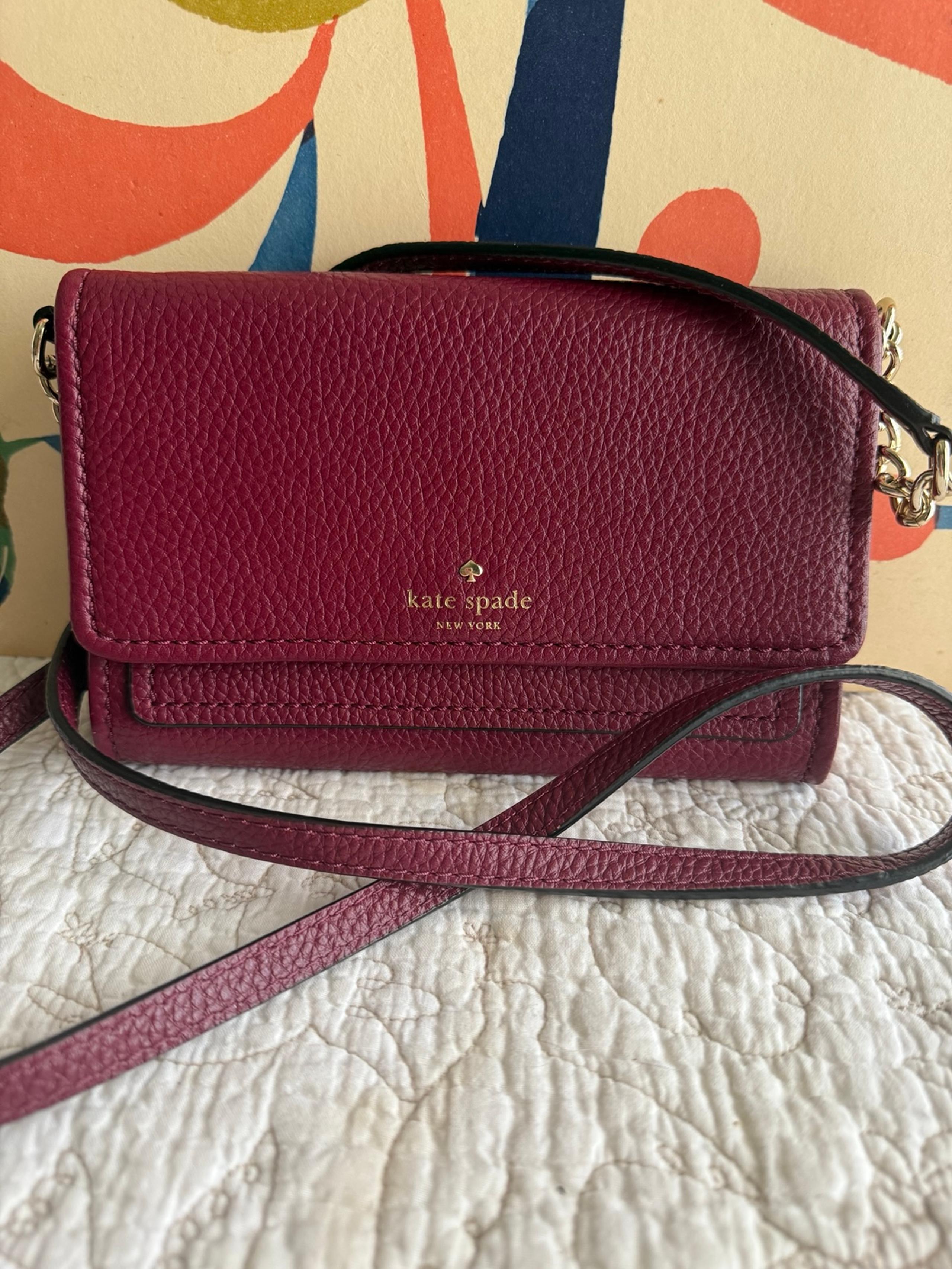 Kate Spade Oakwood Street Corin Burgundy Pebbled Leather Cross Body Bag