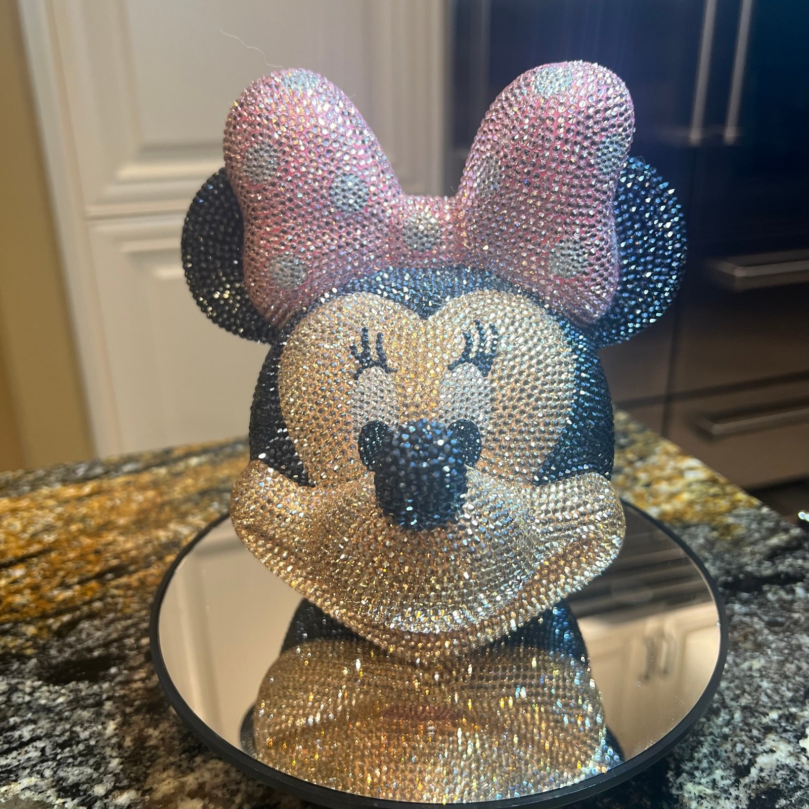 Handmade custom Minnie mouse rhinestone bank