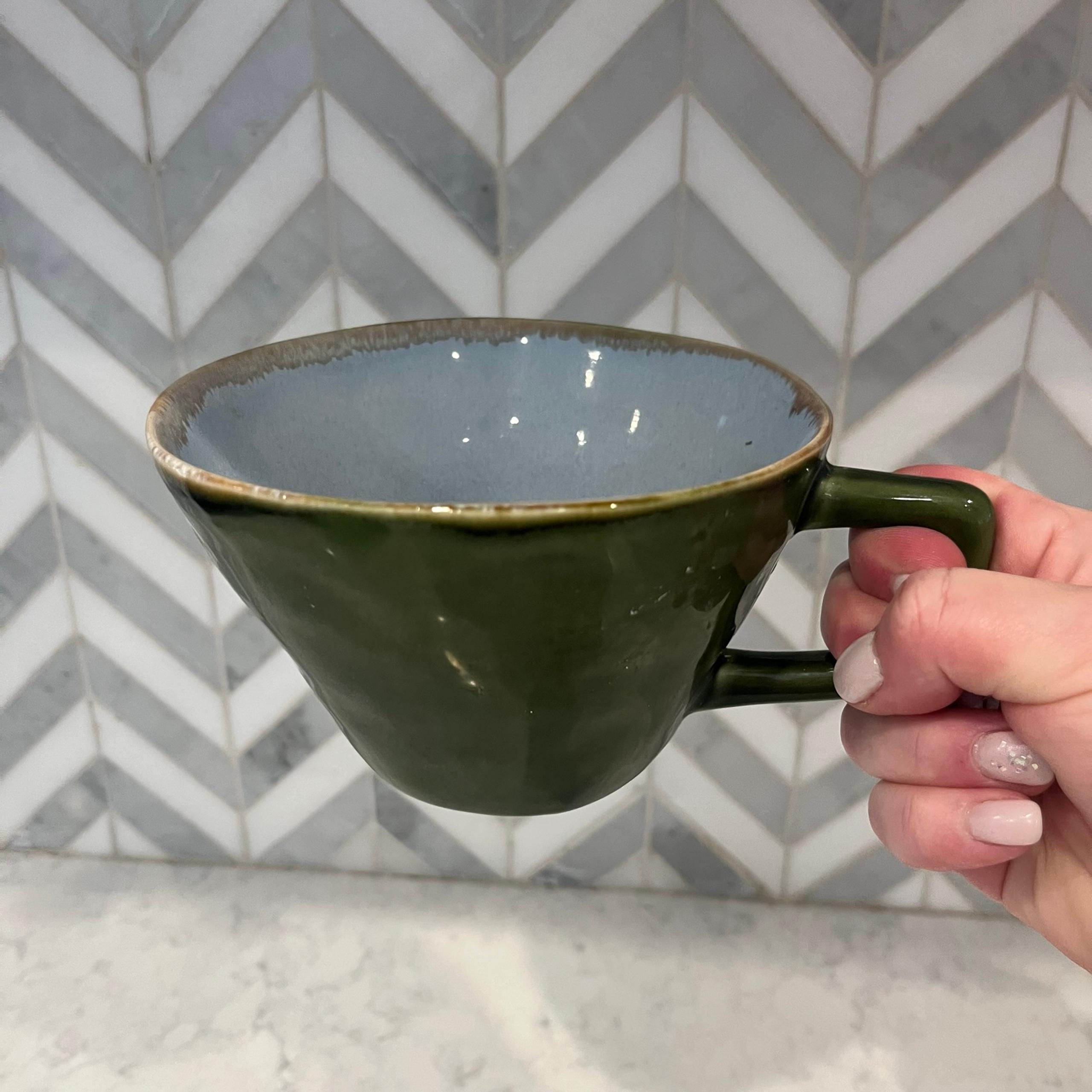 Life is Good Green Mug Coffee Tea Wide Opening