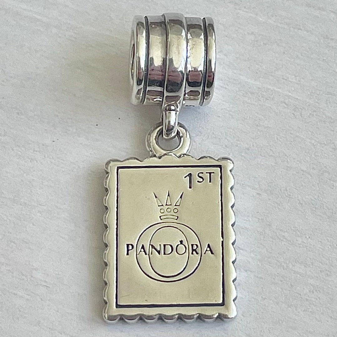 RARE Pandora First Class Stamp / Union Jack Flag Dual Sided Dangle Charm