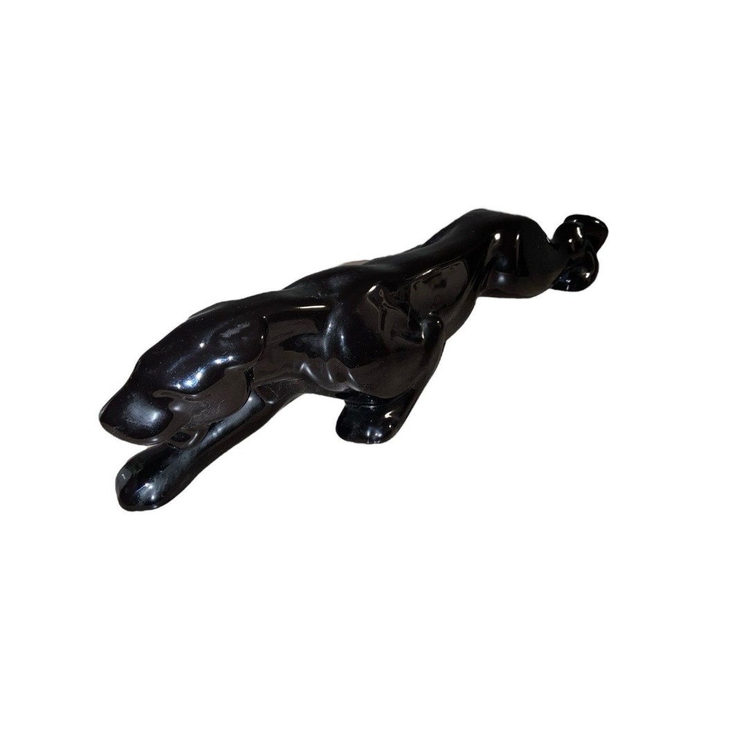 Vintage MCM Large Stalking Black Panther Statue - 25”