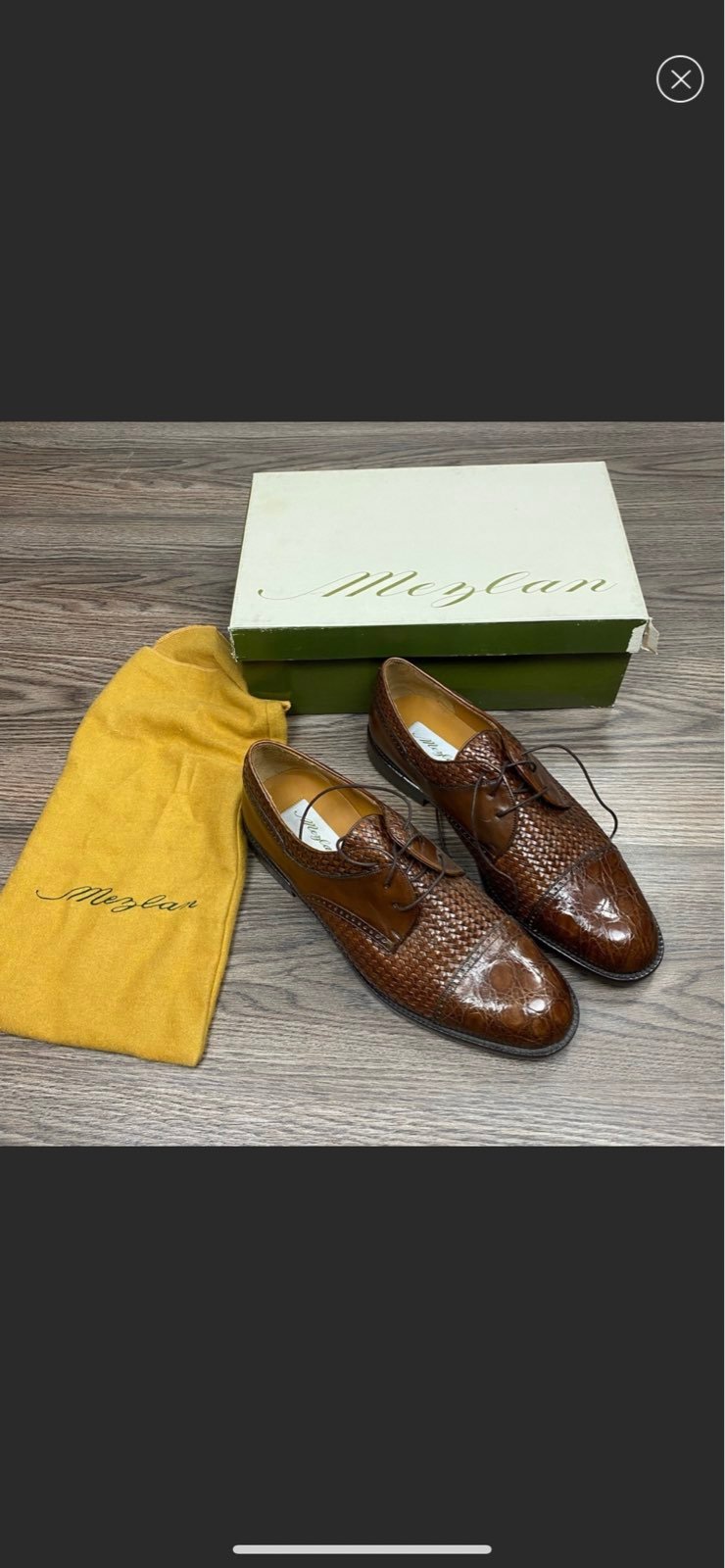 NEW Mezlan Tan Crocodile Woven Cap Toe Oxfords 10 M