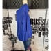 Iman S Blue Metallic Gold Pattern Crew Neck Relaxed Fit 3/4 Sleeve Hanky Hem Top