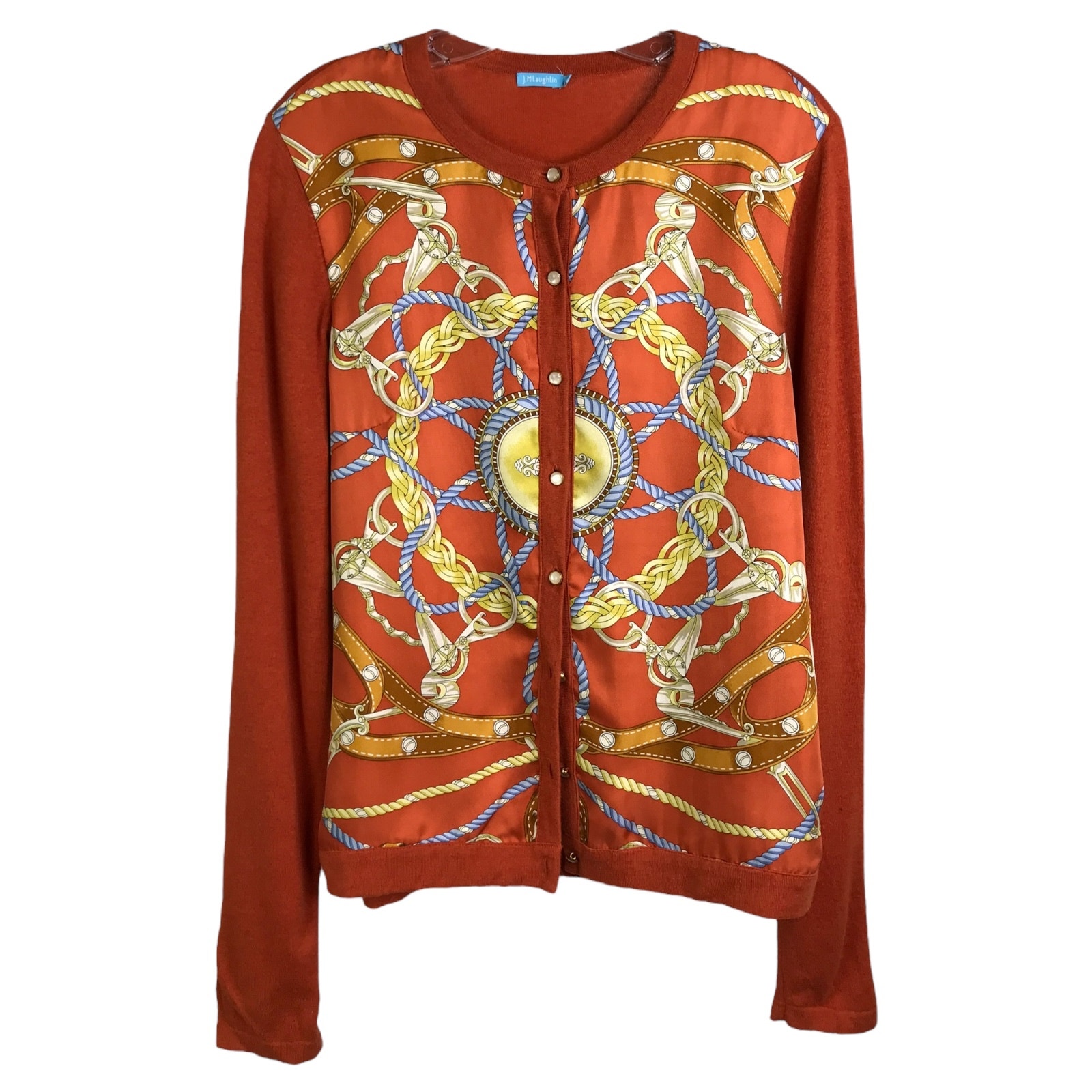 J.McLaughlin Cardigan Womens Size Medium Orange Button Up Long Sleeve
