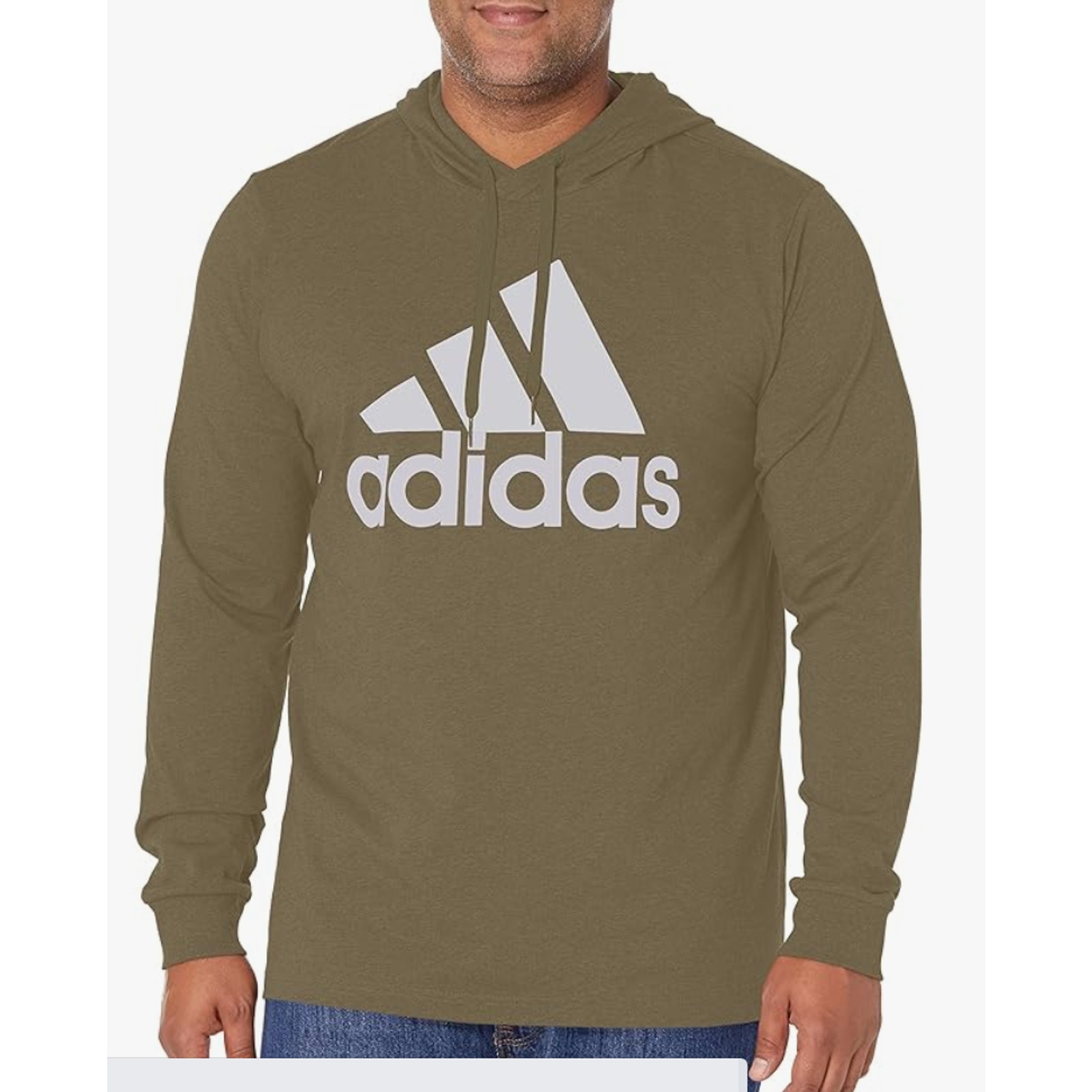 adidas Men's Essentials Logo Hoodie, Orbit Green/White, Medium