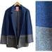 Vilagallo Blue Gray Colorblock Wool Blend Open Front Sweater Jacket