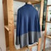 Vilagallo Blue Gray Colorblock Wool Blend Open Front Sweater Jacket