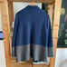 Vilagallo Blue Gray Colorblock Wool Blend Open Front Sweater Jacket