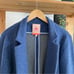 Vilagallo Blue Gray Colorblock Wool Blend Open Front Sweater Jacket