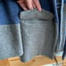 Vilagallo Blue Gray Colorblock Wool Blend Open Front Sweater Jacket