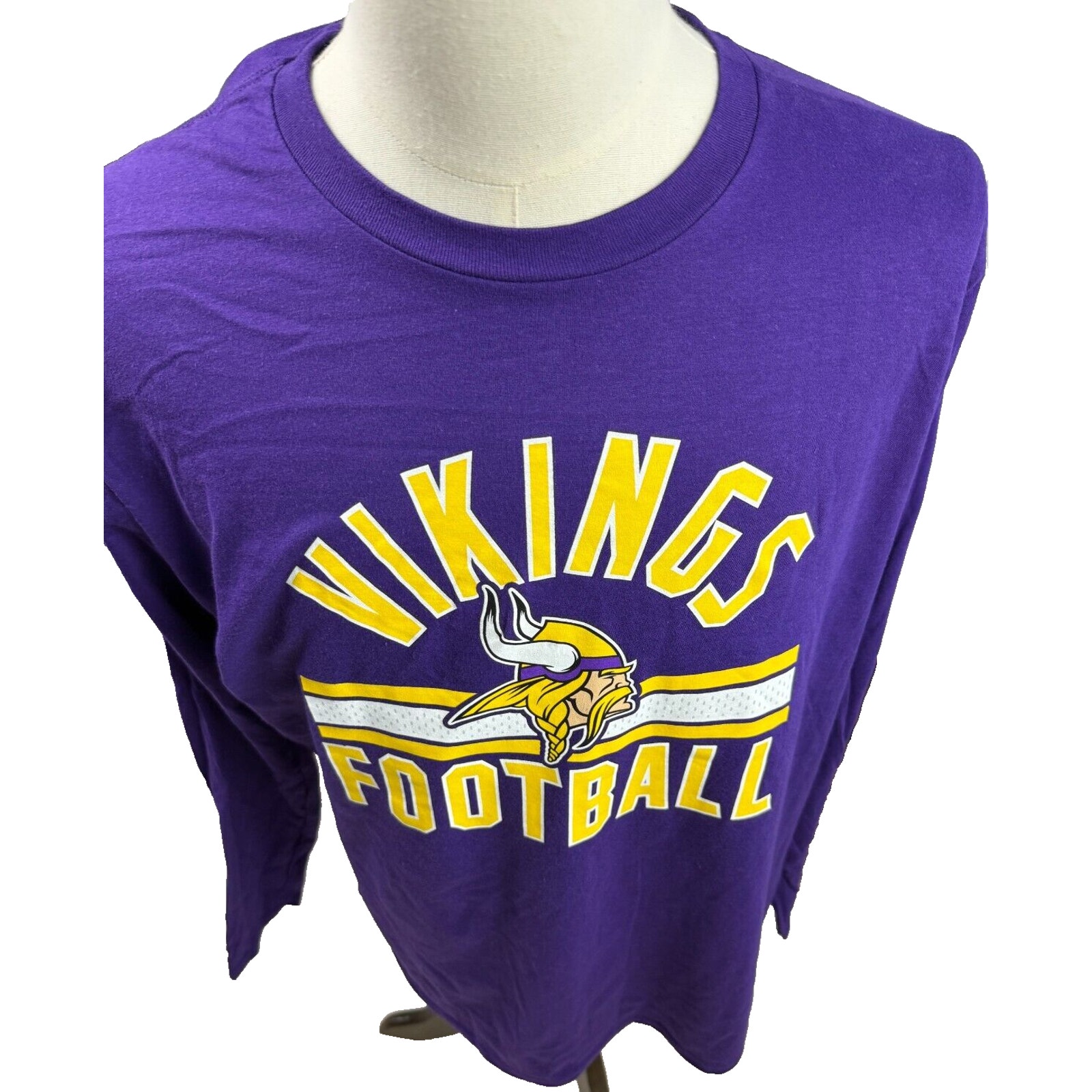 NFL Minnesota Vikings Purple Logo Long Sleeve Mens Tee Large NWT