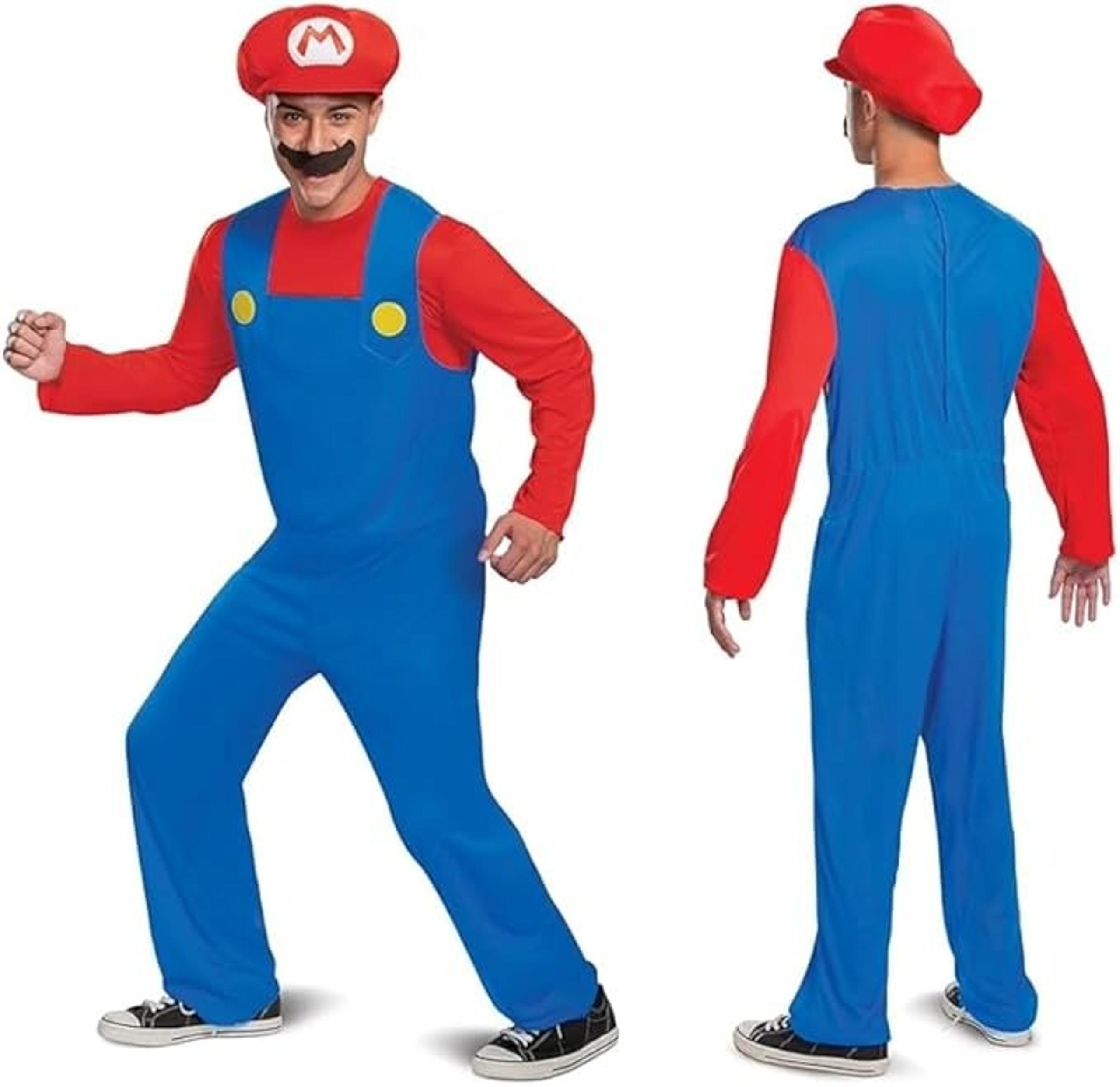 Disguise Men's S,L Mario Costume, Official Nintendo Super Mario Bros Adult Costu