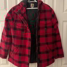 Carhartt Women’s Camden Wool Parka Red & Black Buffalo Plaid Hooded Jacket