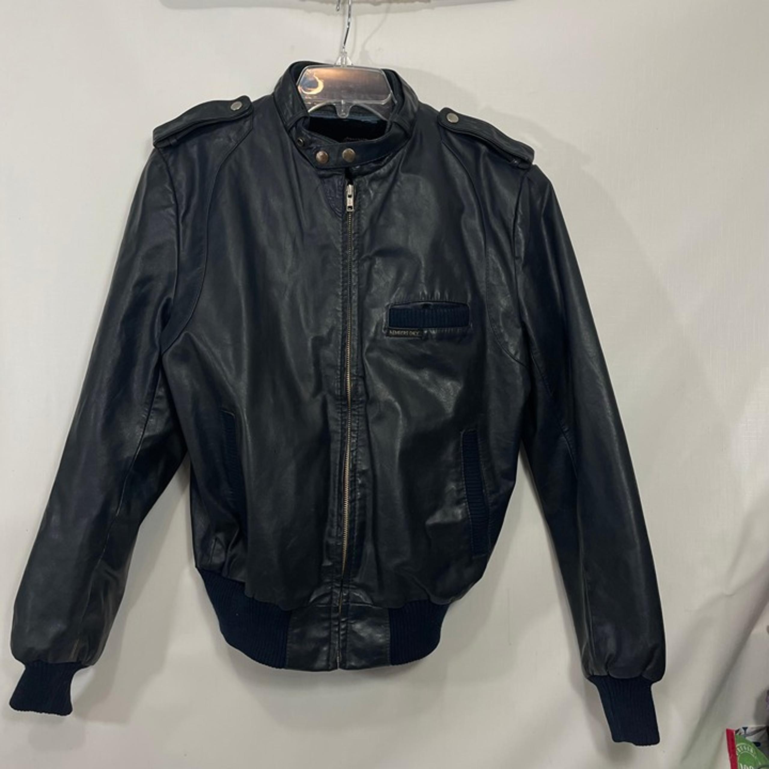 Vintage Member's Only Jacket Mens 40 Blue Leather Full Zip Motorcycle Rocker We - Members Only