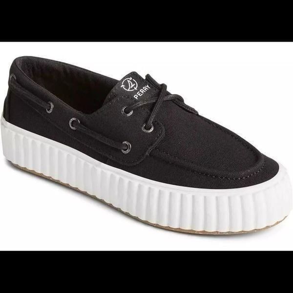NIB Sperry Women's Pier Wave Boat Platform Black Size 6.5