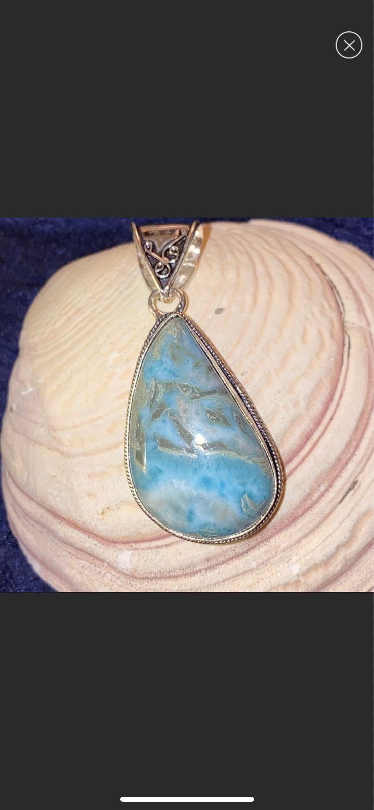 Carribean Larimar handmade teardrop pendant