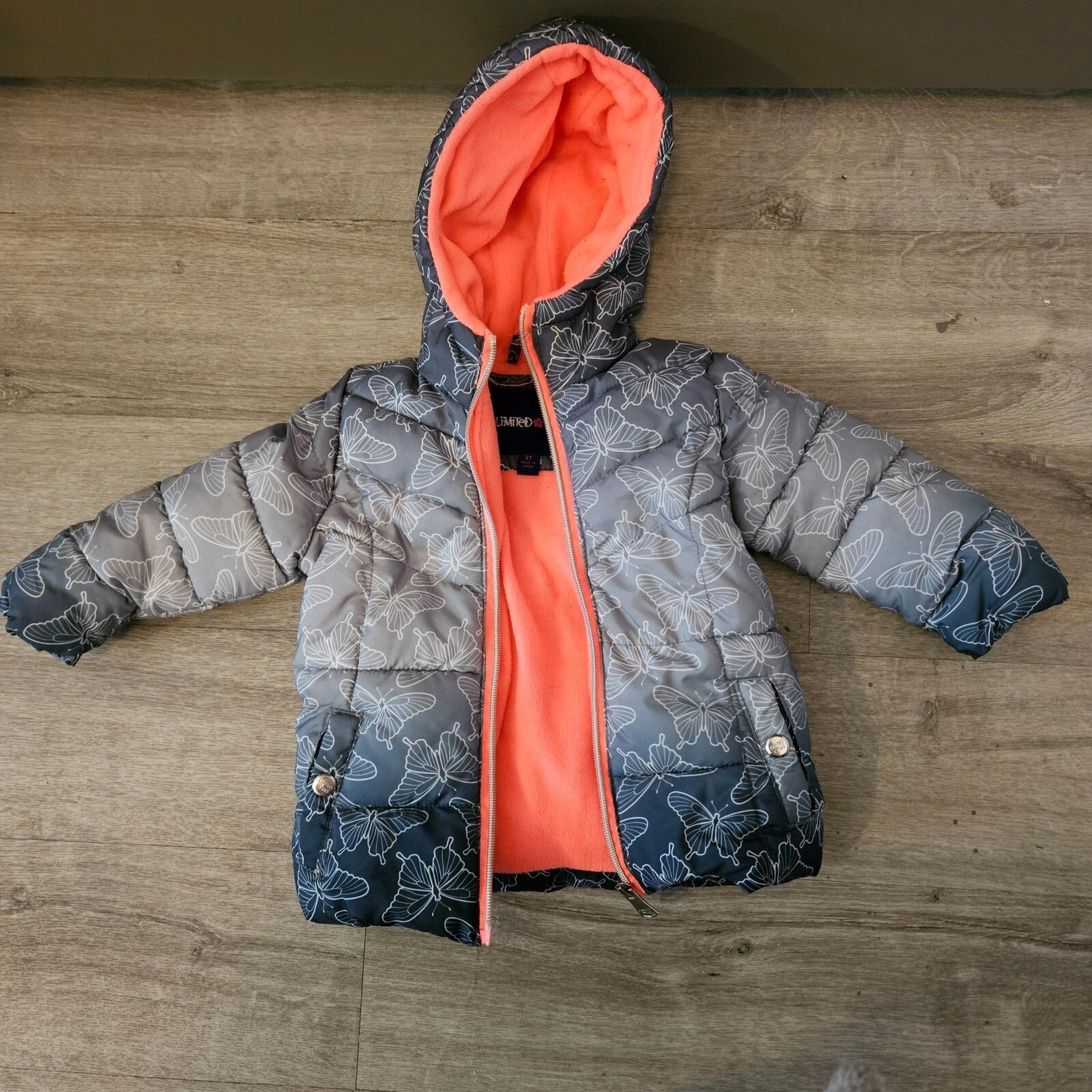 Puffer Coat Butterfly Print Hooded Winter Jacket 2T - Limited Too