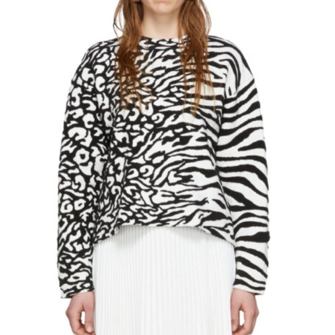 Proenza Schouler White Label Animal Jacquard Knit Sweater Size XS Cotton Blend