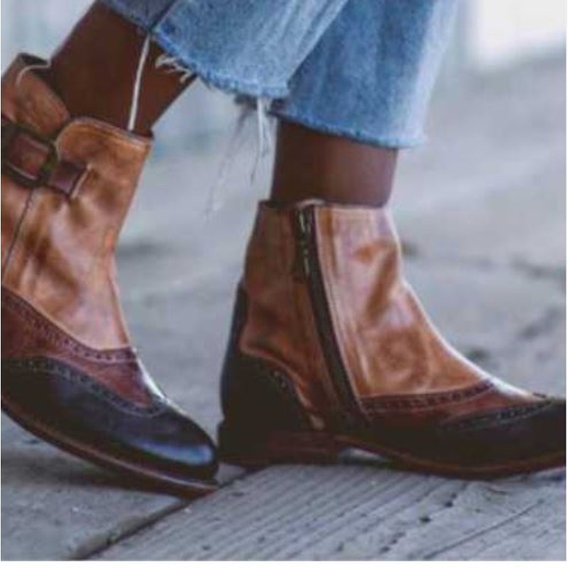 Bed Stu New Odessa Brown Leather Ankle Boot Inside Zip Black Teak Tan Rust (6.5)