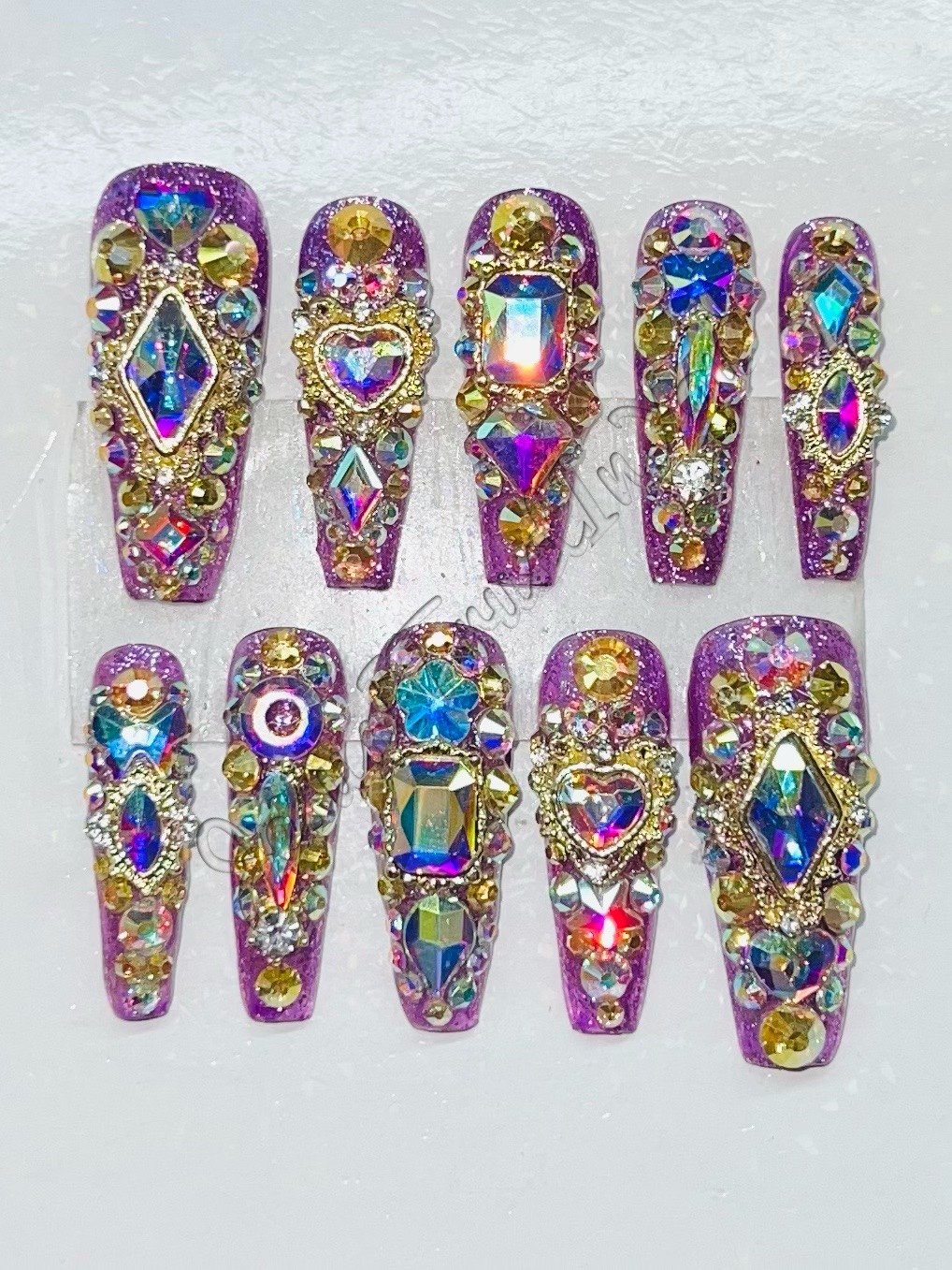 LONG BALLERINA MEDIUM - QUEEN JEWELS-Gel Press on Nails