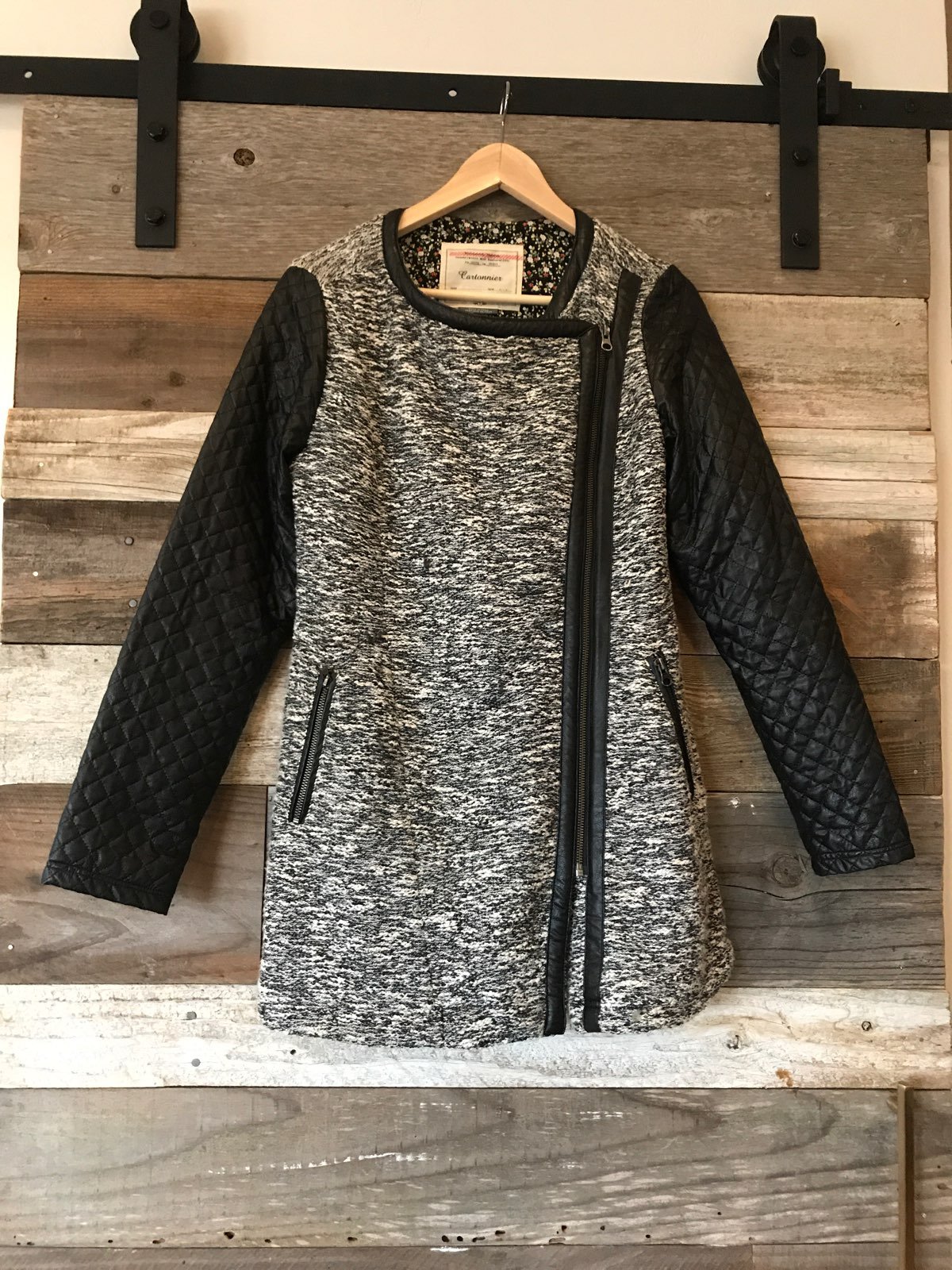 Anthropologie Leather Marled Coat