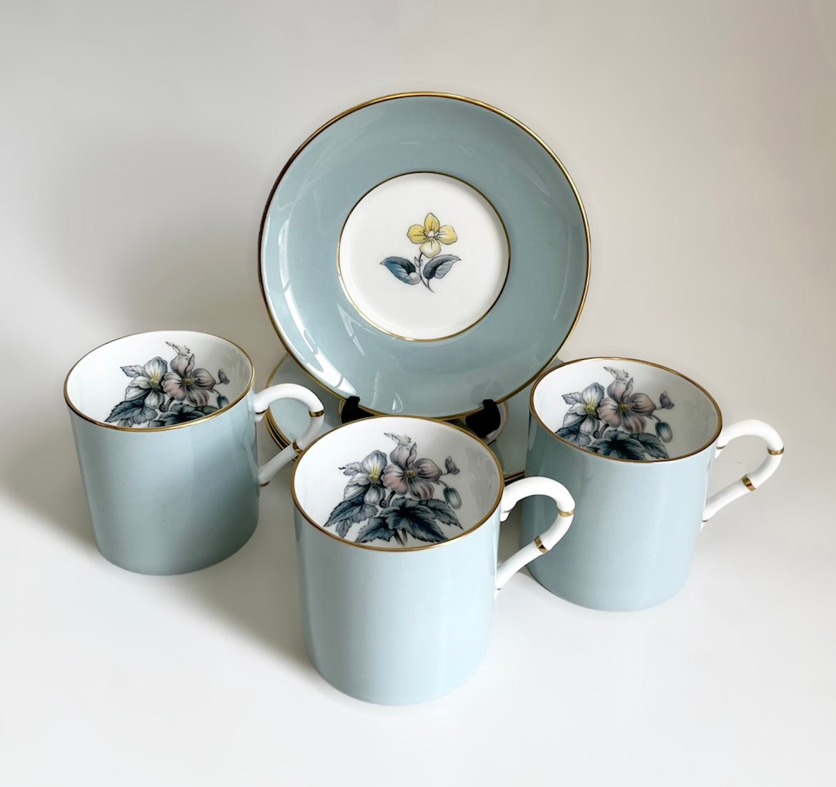 Royal Worcester Fine Bone China England Woodland Espresso Cups and Saucers