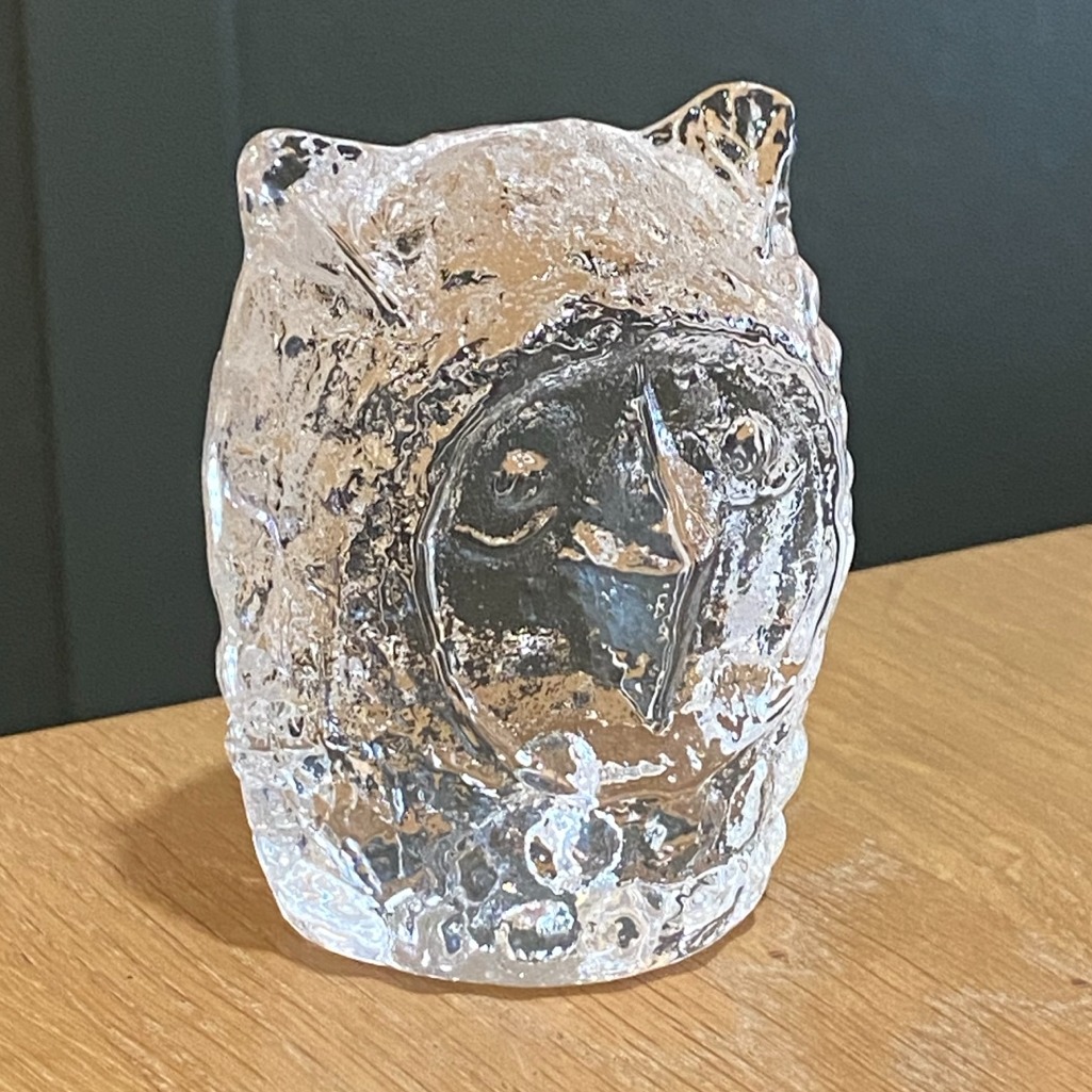 Vintage Mid Century PUKEBERG 3 Sweden Art Glass OWL Figurine Paperweight
