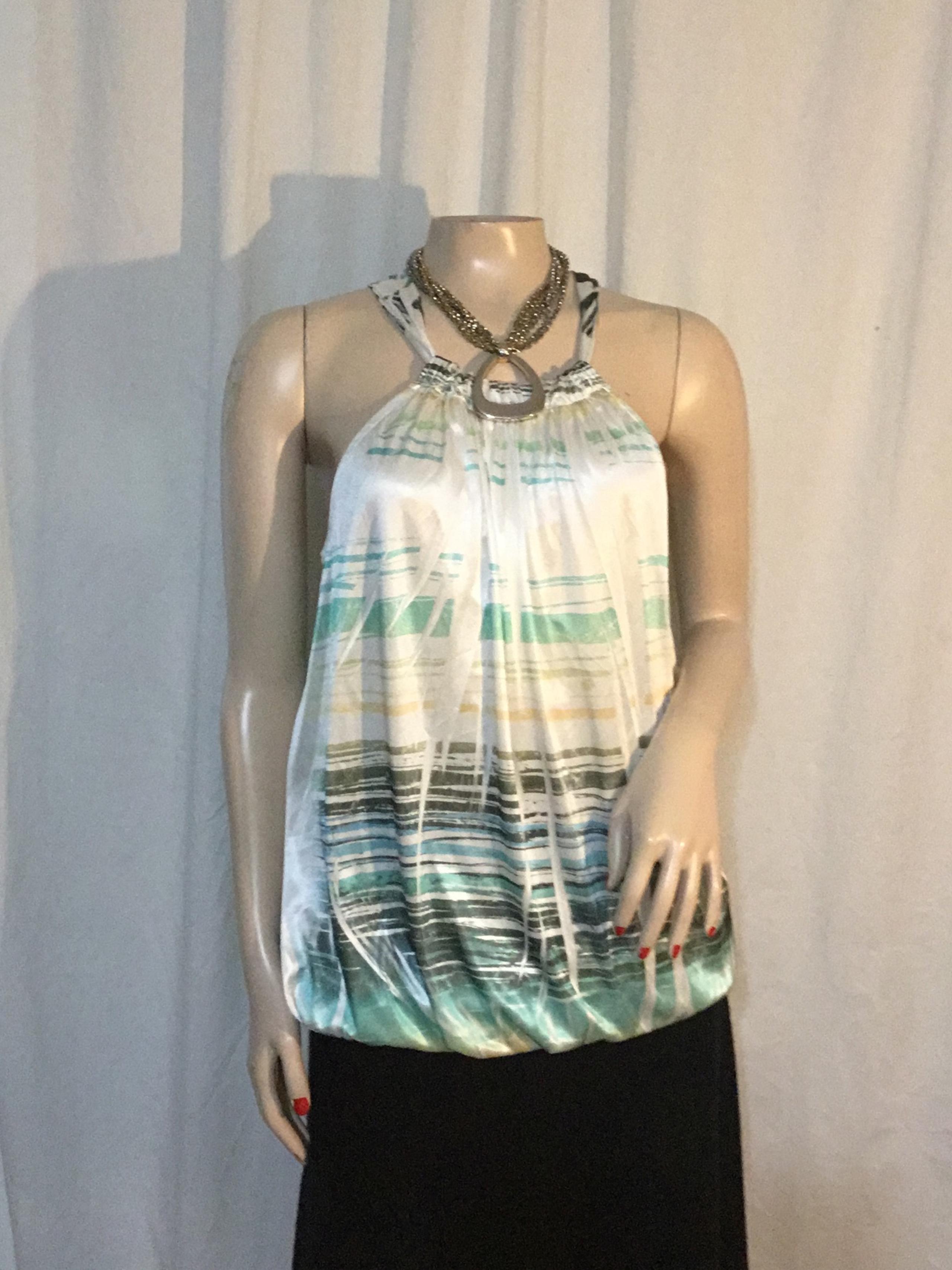 CHARLOTTE RUSSE        HALTER TOP IN STRIPES AND VERY SLINKY