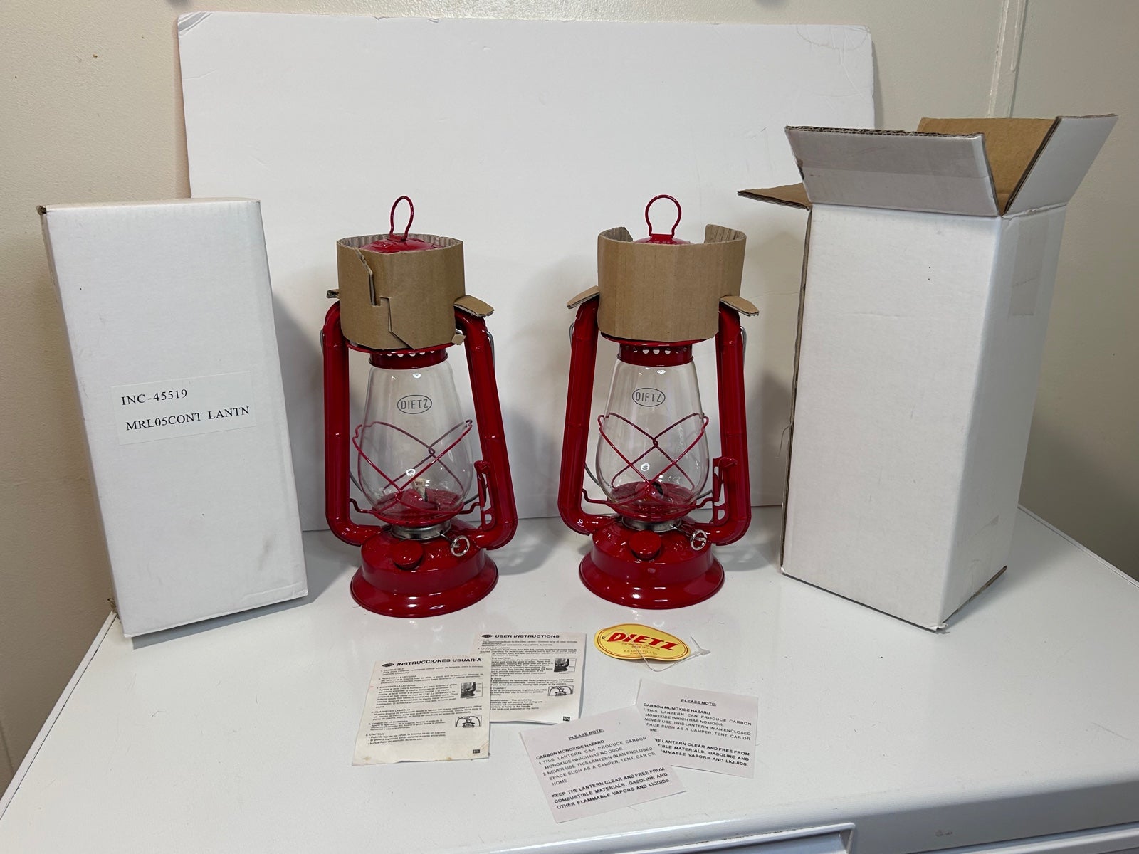 Dietz Red Oil Burning Lamps Set Of 2