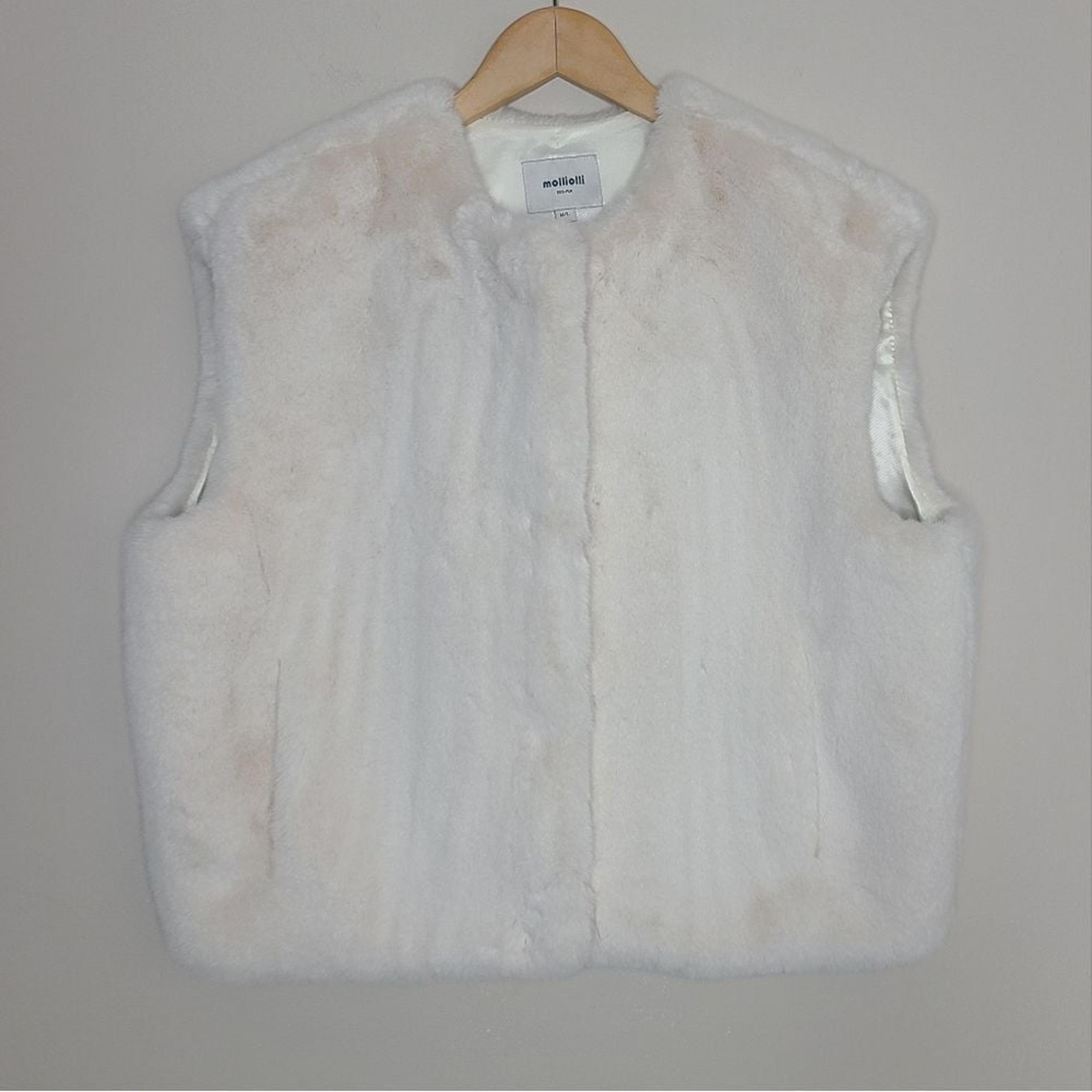 Anthropologie Molliolli Eco-Fur Women's Ivory Vest Size M/L
