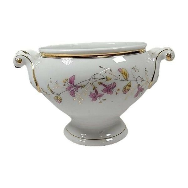 Vintage Porcelain 5 Tureen Casserole No Lid White Pink Floral Bouquet Flowers