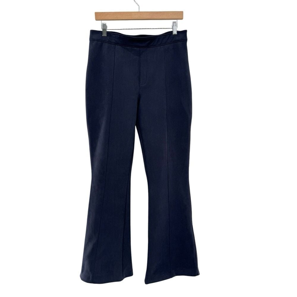 SPANX Faux Suede Flare Pants Womens Pull On Shaping Slimming Navy Size XL