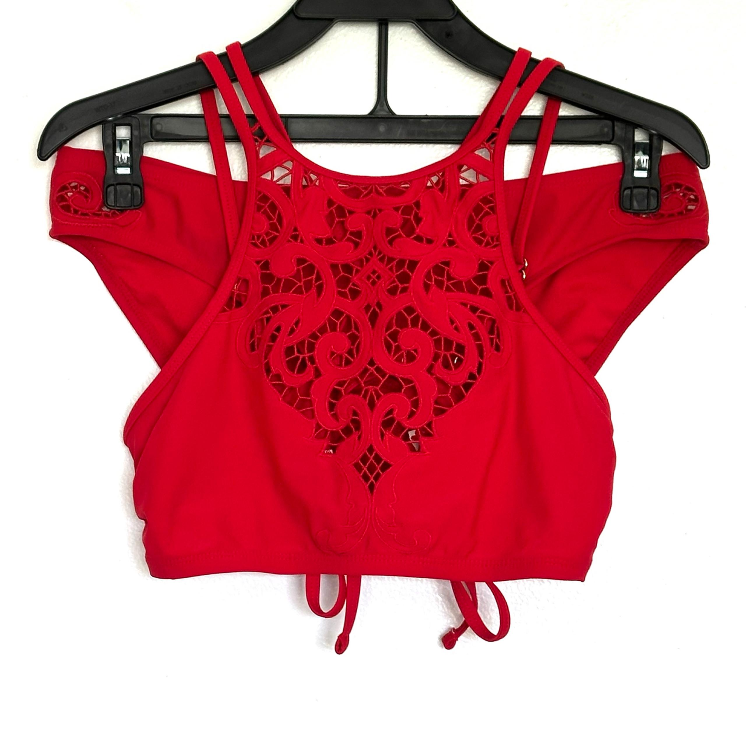 2PC Time And Tru Women’s Bikini Set Medium Red Removable Pads Swimwear