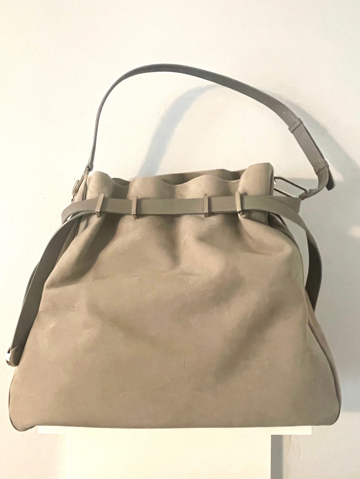 Tiffany & Co. Blair Shoulder Suede Fog Large Bag Gray
