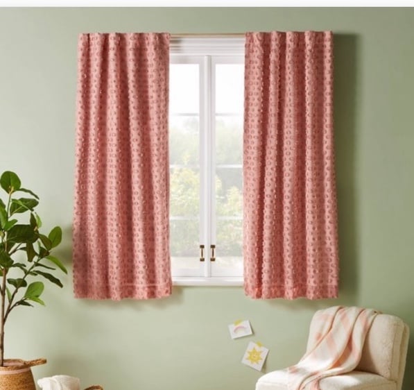 New Pillowfort Pink Dot Blackout Panels x 2