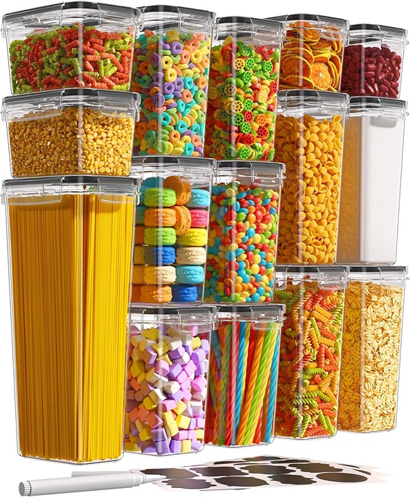 15 Pack Airtight Food Storage Containers with Lids, Kitchen Pantry Organizers
