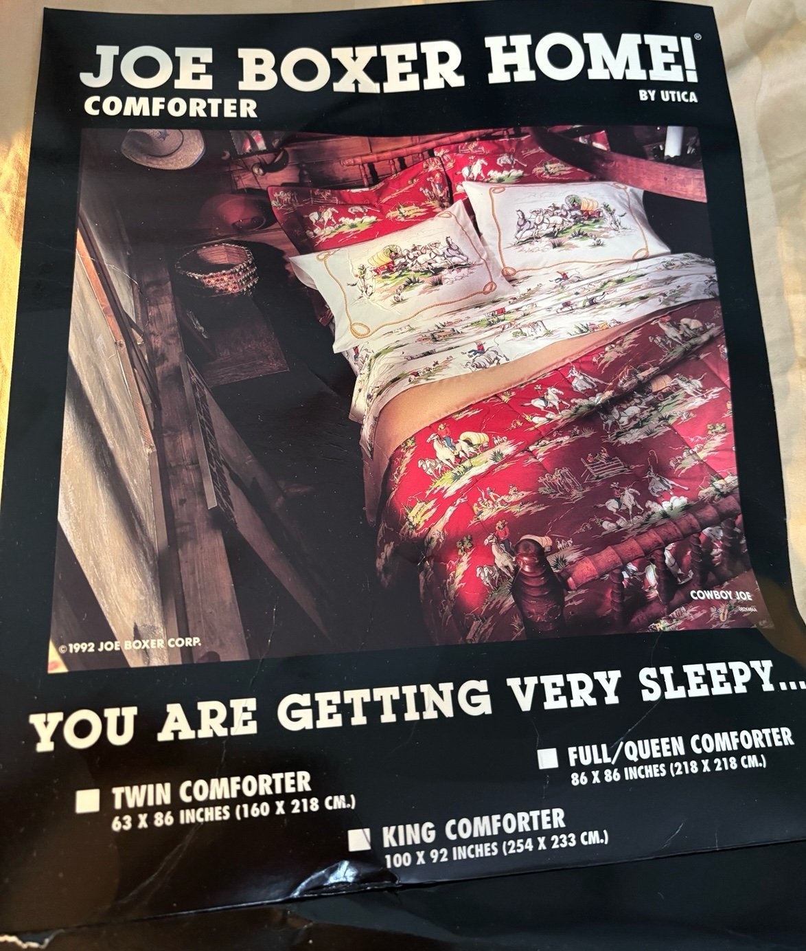 NIB - Vintage 80s/90s Joe Boxer King comforter- Western theme